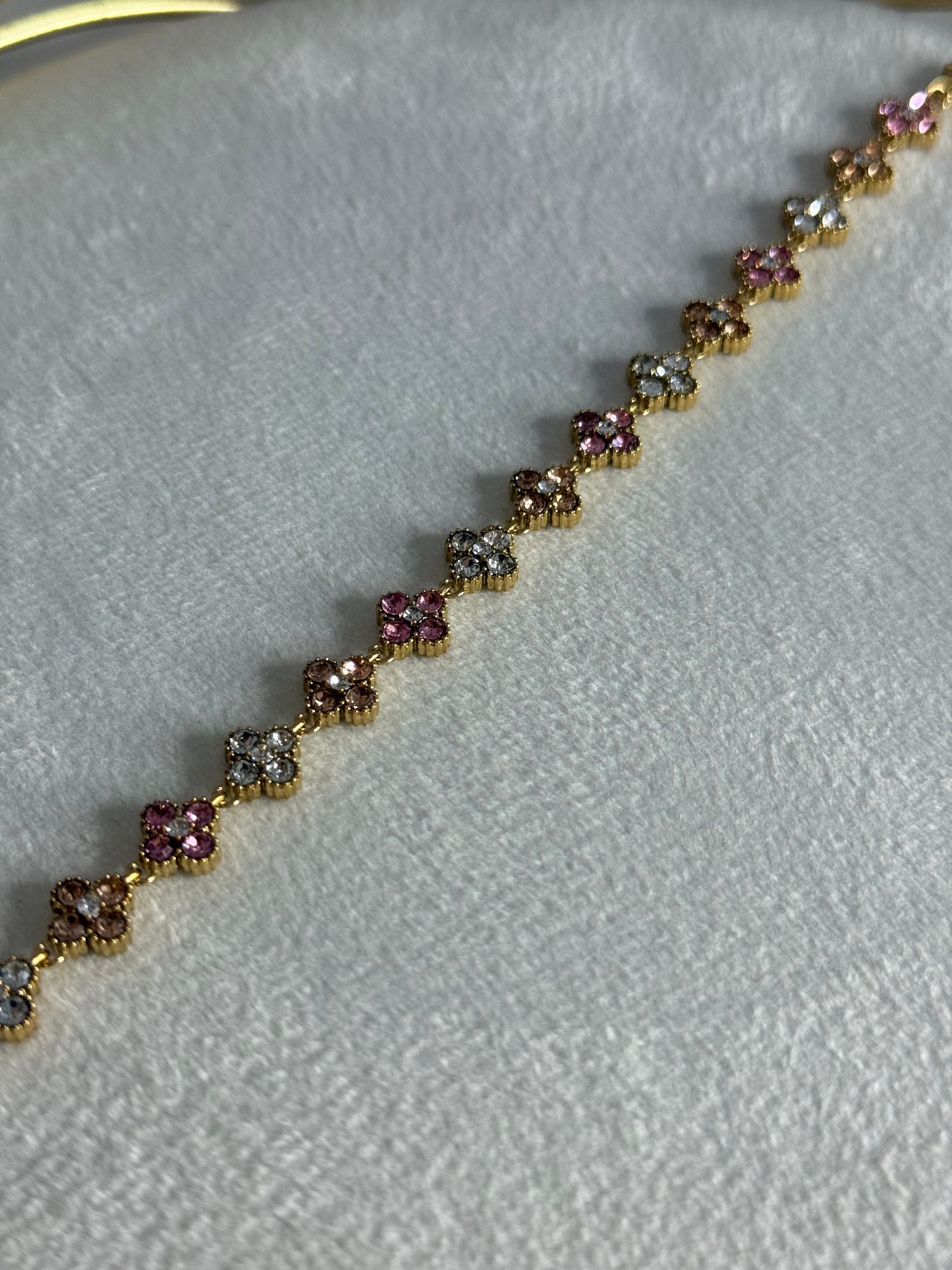 Bracelet Flowers Rose Beige Blanc