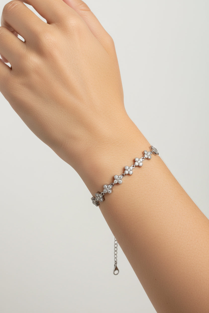 Bracelet Flowers Argenté