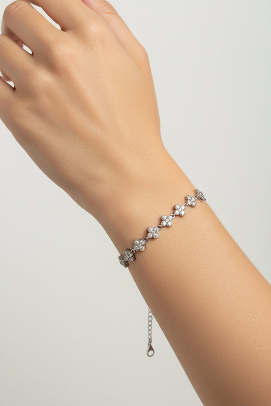 Bracelet Flowers Argenté