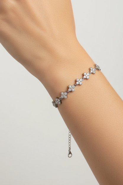 Bracelet Flowers Argenté