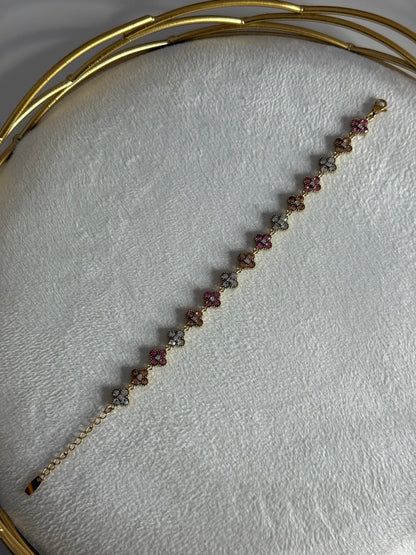 Bracelet Flowers Rose Beige Blanc