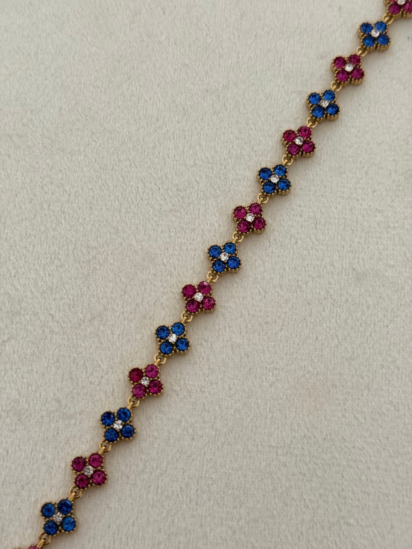 Bracelet Flower Bleu/Rose foncé